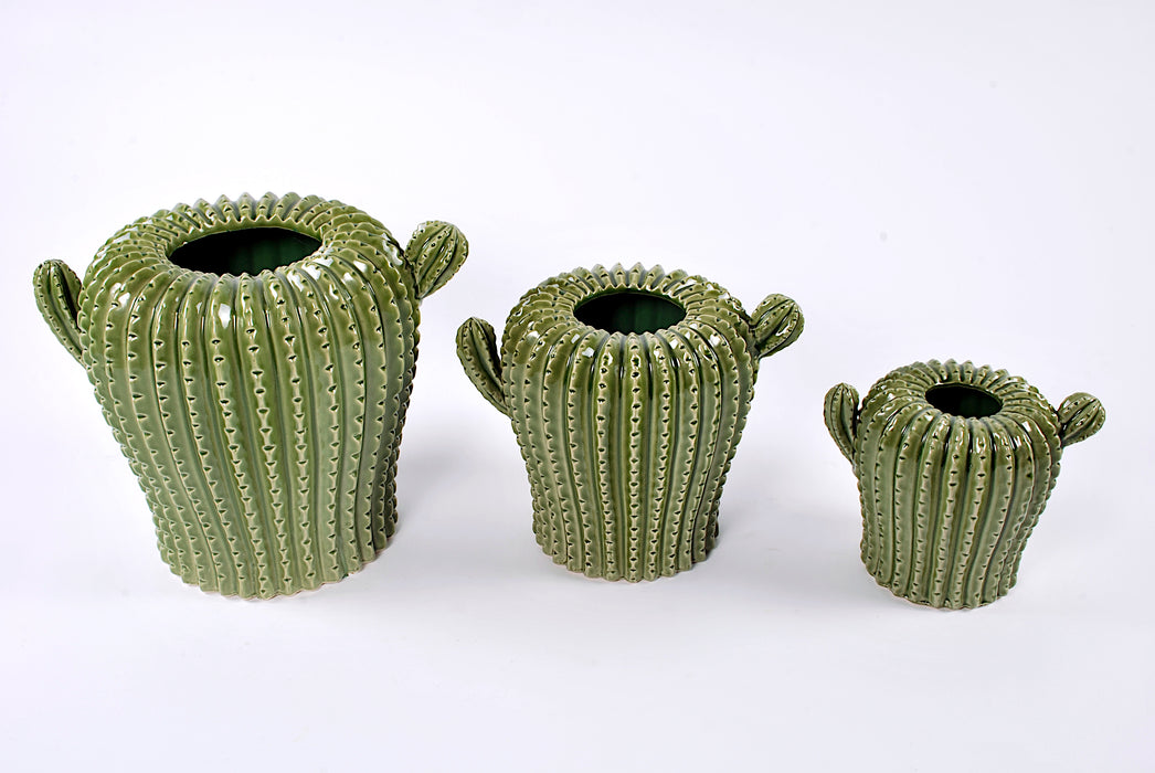 Vaso in ceramica cactus verde