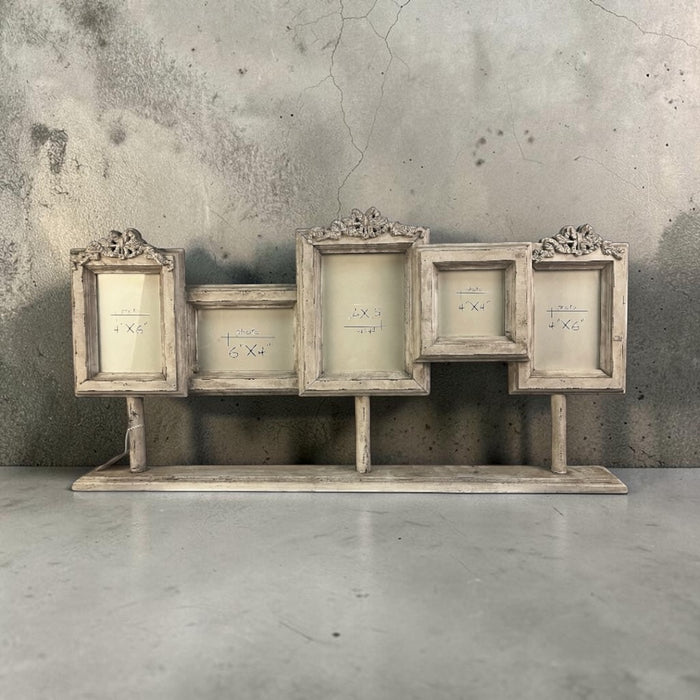Cornice in legno Shabby chic per 5 fotografie