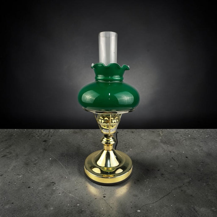 Lampada da Tavolo Stile Classico con Paralume in Vetro Verde