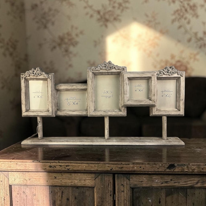 Cornice in legno Shabby chic per 5 fotografie