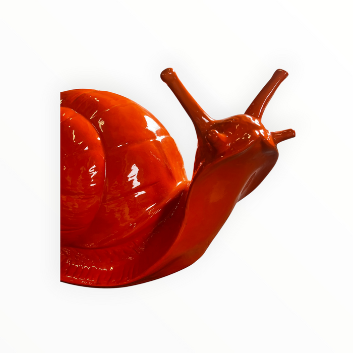 statua lumaca in vetroresina arancione lucido
