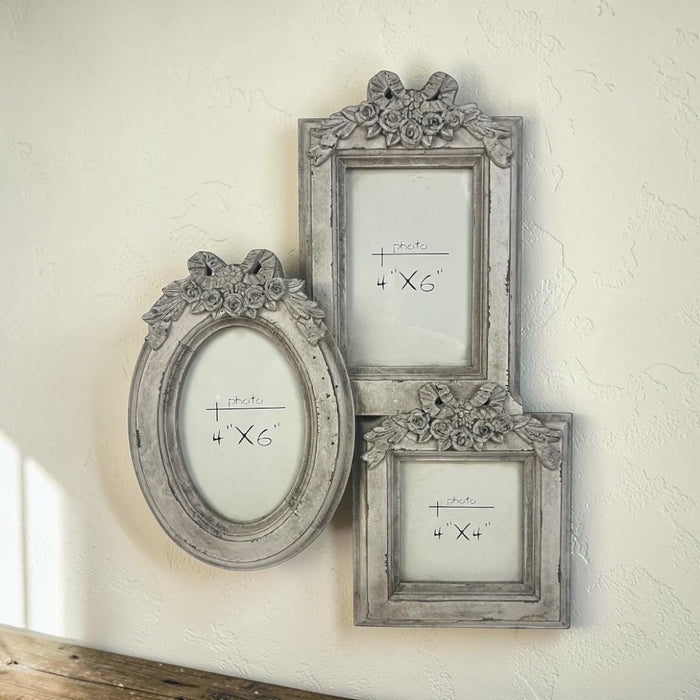 Cornice in legno Shabby chic per 3 fotografie