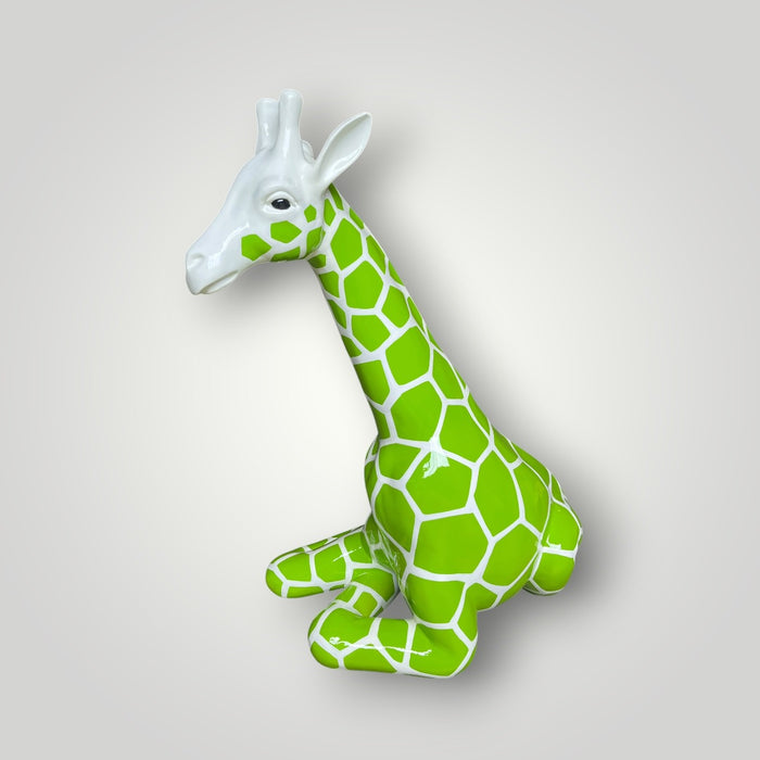 Statua giraffa decorativa verde lucida