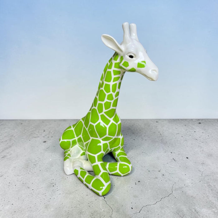 Statua giraffa decorativa verde lucida