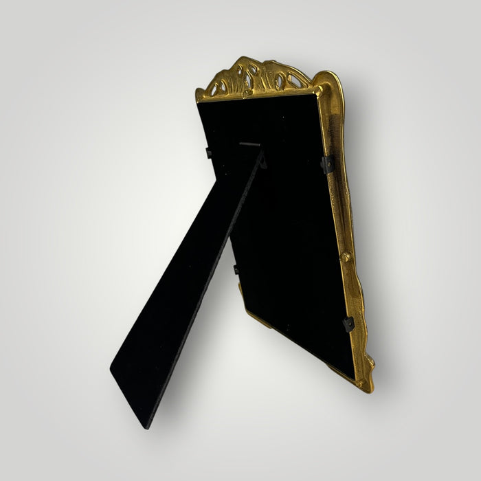 Cornice Portafoto Liberty in Ottone con Pannello Nero