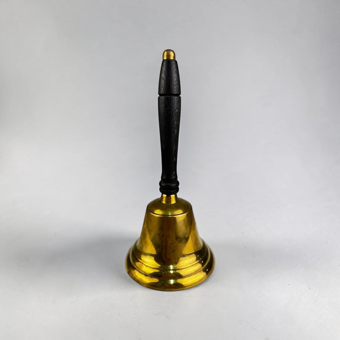 Campanello da Tavolo Manuale in Ottone Dorato con Impugnatura in Legno
