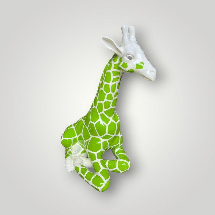 Statua giraffa decorativa verde lucida