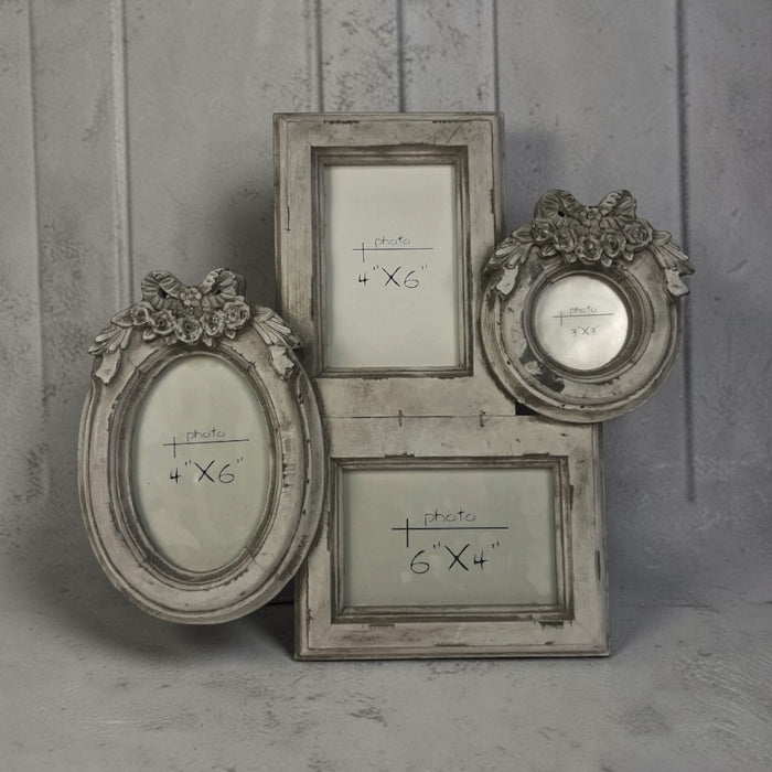 Cornice in legno Shabby chic per 4 fotografie
