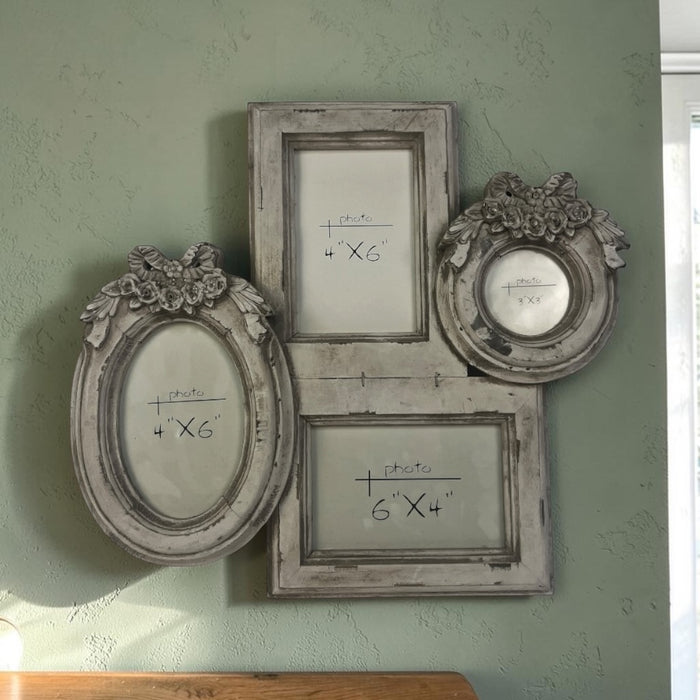 Cornice in legno Shabby chic per 4 fotografie