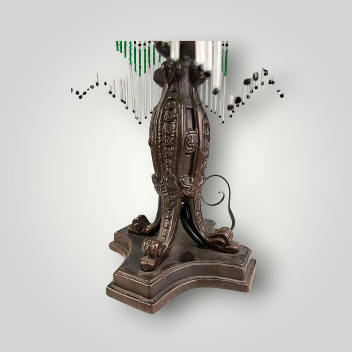 Lampada da Tavolo Tiffany Verde Vintage con Frange