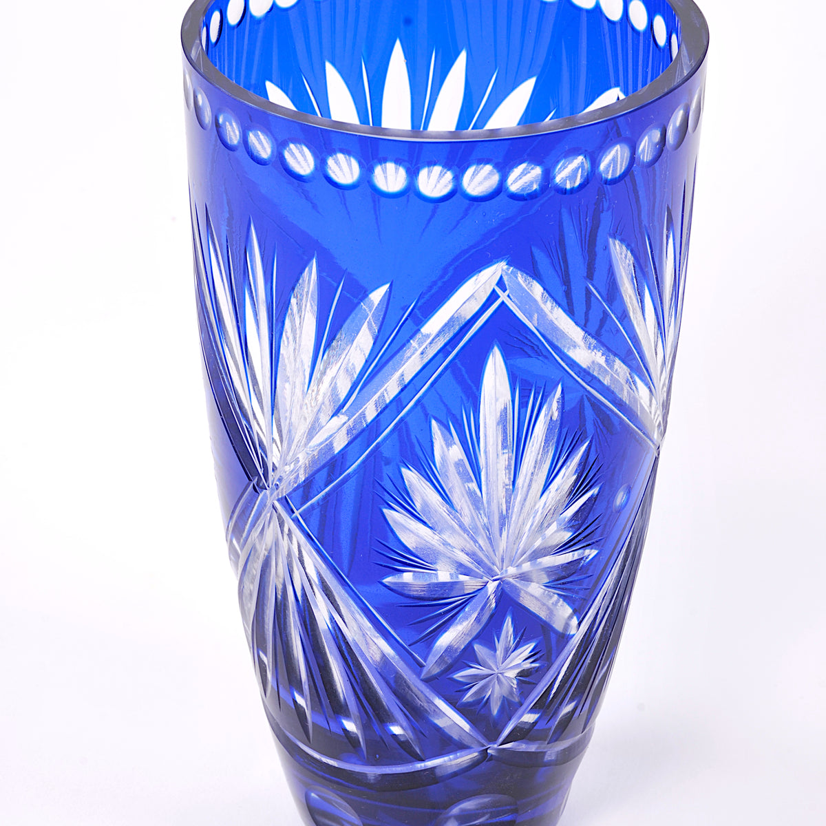 Vaso in cristallo blu inciso — Falantiqua srl