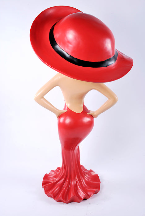 Statua Betty Boop vestito rosso lungo con cappello